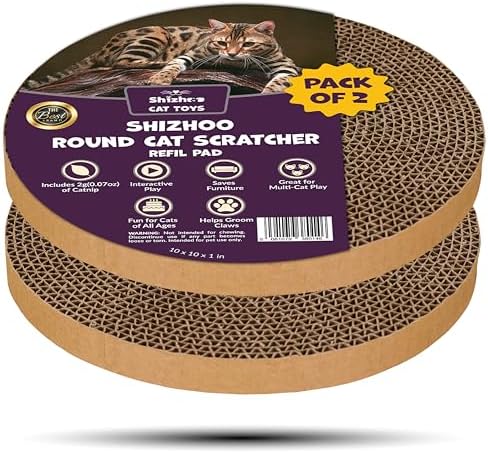 Scratch and Spin Cat Scratcher Replacement Pads for Active Play, Natural Recycled Corrugated Cardboard, Supports Pet Behaviors, Relieves Stress - 2 Count