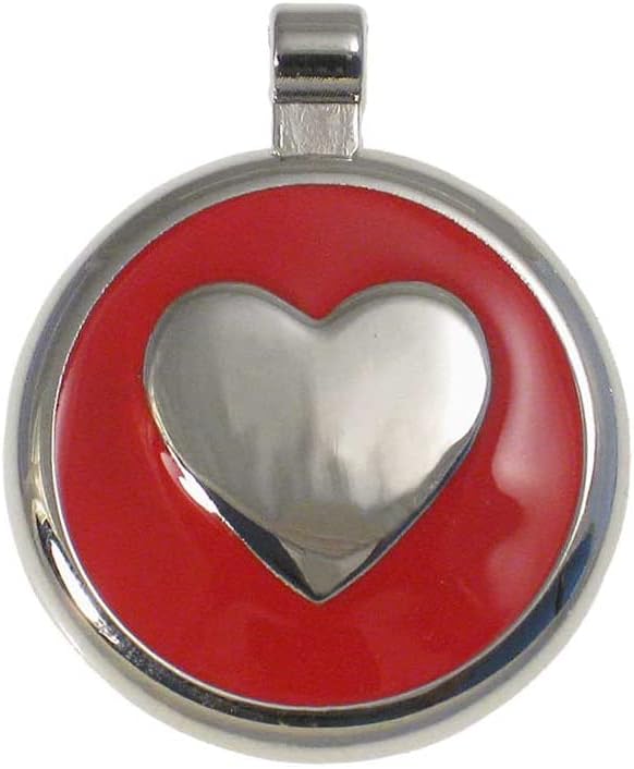 LuckyPet Heart Jewelry Pet ID Tag for Cats and Dogs, Personalized Engraving on The Back Side, Large Red Heart