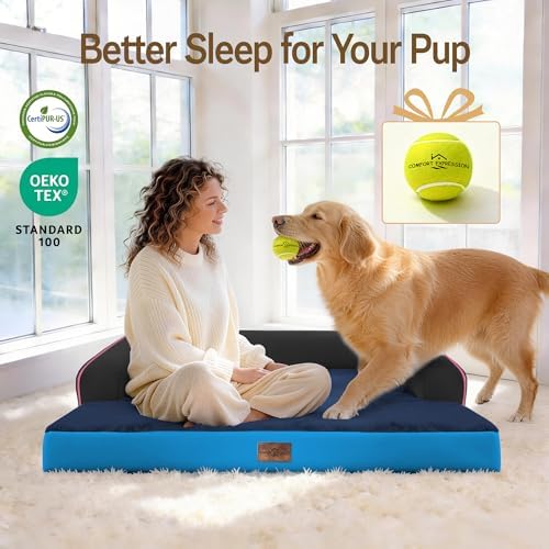 Comfort Expression Washable Dog Bed with Bolster for Medium to Large Dogs