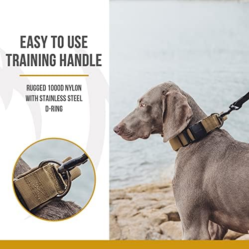 OneTigris Tough Tactical Dog Collar for Small Dogs with Handle Brown S