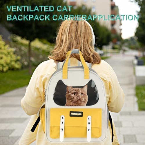 Cat Pet Backpack Carrier Gray 12"x8"x14" Travel Bag