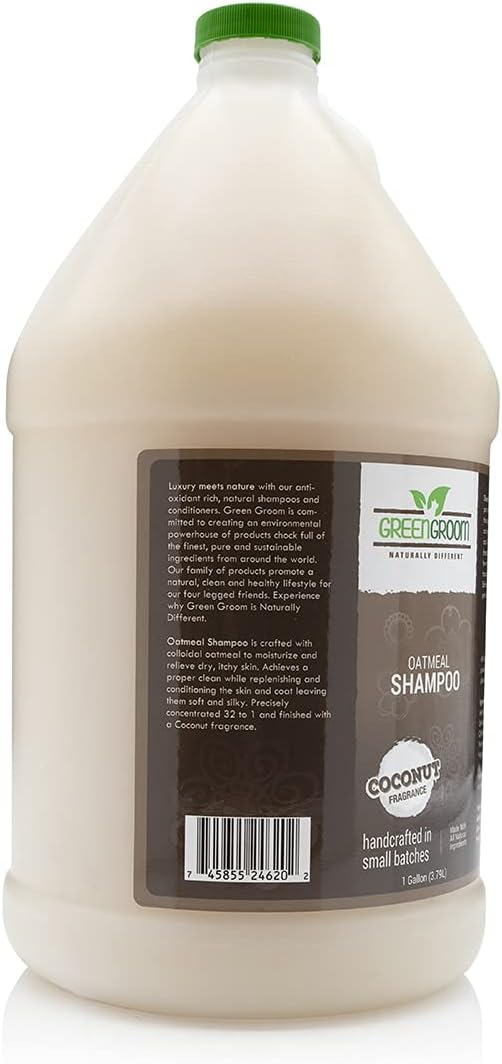 Green Groom Oatmeal Shampoo for Dogs with Dry Itchy Skin Relief, 1 Gallon | 32:1 Concentrate, Colloidal Oatmeal and Coconut Oil Calm Irritated Skin, Moisturizing Pet Grooming Wash, Groomer Grade