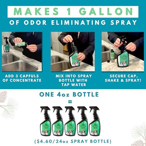All Natural Stain & Urine Odor Eliminator Pet Enzyme Cleaner. Makes 1 Gallon. Dog & Cat Pee Smell Remover. Best Spray for Carpet, Hardfloor, Mattress, Turf, Kennel, Dog Bed, Concrete, Etc