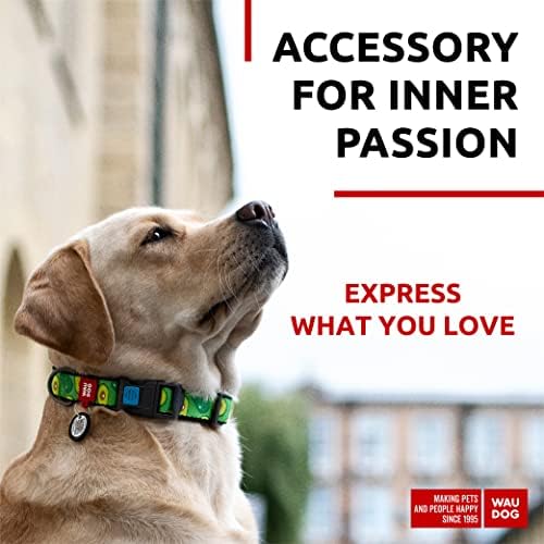 WAUDOG Adjustable Nylon Dog Collar for Large Small Medium Dogs with QR Tag