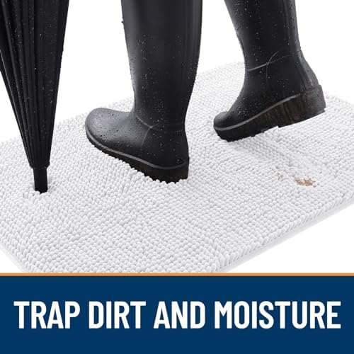 OLANLY Dog Door Mat for Muddy Paws 47x24, Super Absorbent Chenille Mud Mat