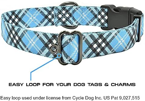 Max and Neo Plaid Pattern NEO Dog Collar - We Donate a Collar to a Dog Rescue for Every Collar Sold (Blue, Small)