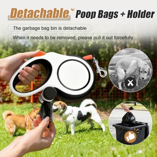Retractable Dog Leash 26ft for Medium Large Dogs, White