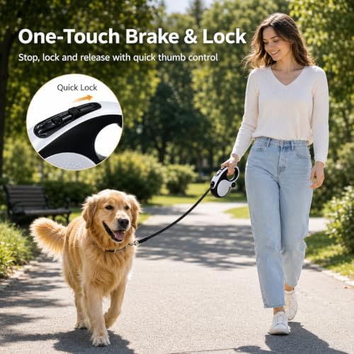 JALOVE Retractable Dog Leash for Small Dogs, 16ft Up to 66 lbs