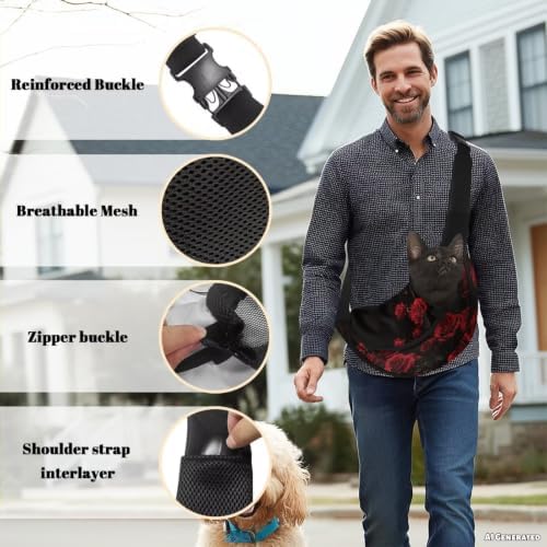 COEQINE Goth Dog Sling Bag Crossbody Dogs Carrier Bag for Smal Travel Walk