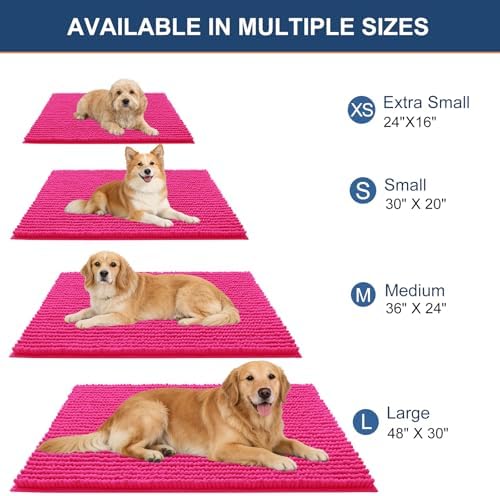 OLANLY Dog Door Mat for Muddy Paws 44x24, Extra Absorbent Chenille Mud Mat
