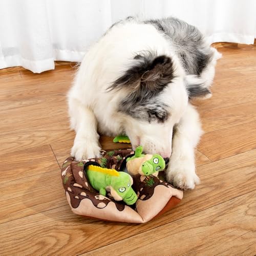 Hollypet Squeaky Hide and Seek Dog Toys for Small and Medium, Crocodile