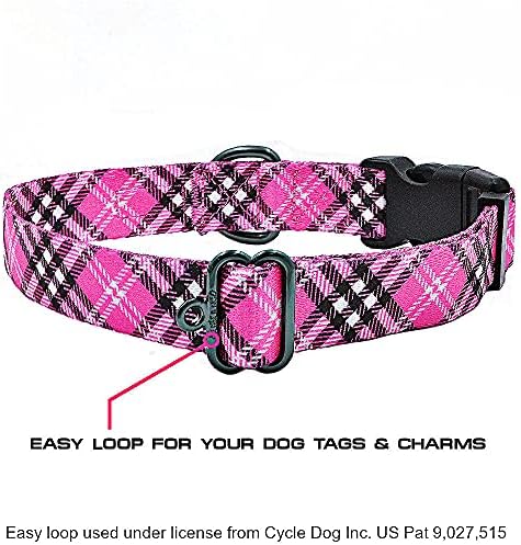 Max and Neo Plaid Pattern NEO Dog Collar - We Donate a Collar to a Dog Rescue for Every Collar Sold (Pink, Small)