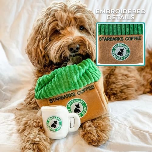 Haute Diggity Dog Starbarks Coffee House Puzzle + 2 Plush Squeaky Dog Toys