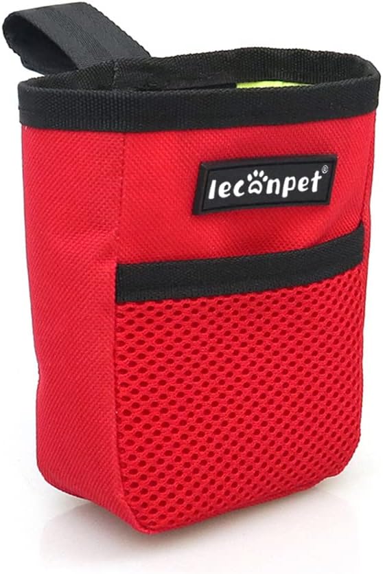 leconpet Dog Treat Pouch Portable Treat Pouch for Dog Training Easily Carries Perfect Food Snack Storage Holder for Puppy Training and Walking (Red)
