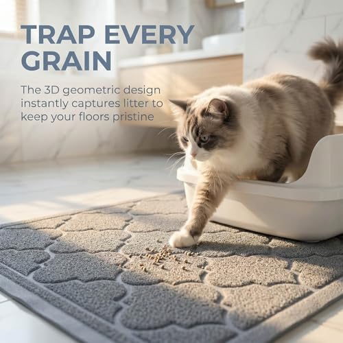 Cat Litter Mat Litter Trapping Mat, Non-Slip, Less Waste Cat Litter Box Mat,Door mats, Entrance mats，Waterproof, Anti Slip, and pet Urine Resistant，47" x 36" LightBlue