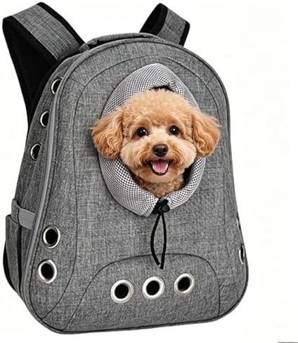 Small Dog Cat Chest Backpack Carrier,Large Space Ventilated Front Facing Backpack Carrier for Puppy,Lightweight Doggy Backpack for Hiking,Camping,Travel,Outdoor,Max 12 lbs(‌Gray)