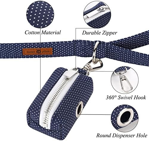 Lionet Paws Cute Dog Poop Bag Holder with Dog Poop Bag for Leash, Cotton Dog Bag Dispenser, Matching Dog Collar
