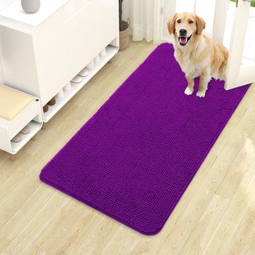 OLANLY Dog Door Mat for Muddy Paws 40x24, Super Absorbent Chenille Mud Mat