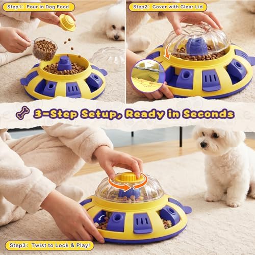 Dog Puzzle Toy, Interactive Enrichment Treat Dispenser Toys, Yellow