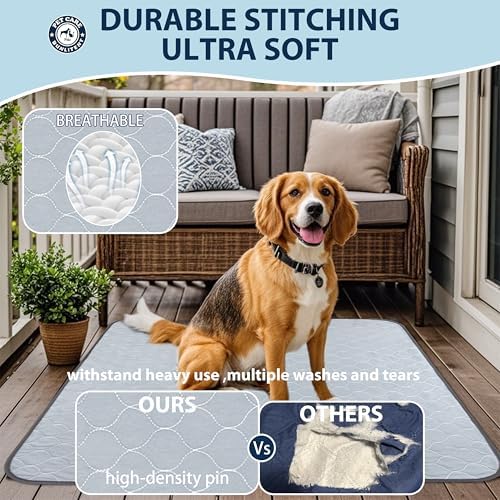 Washable Pee Pads for Dogs, Reusable Puppy Pads 39x39, 3 Pack, White Grey