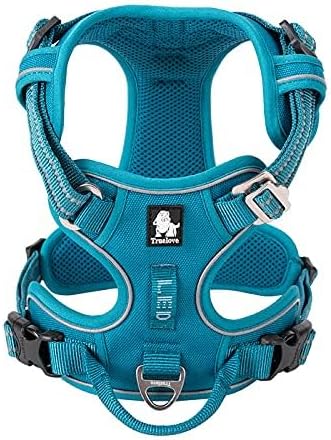 WINHYEPET True Love No Pull Dog Harness Extra Reflective Pet Harness for Small Medium Large Dogs Adjustbale for Running Walking Padded Soft Mesh Vest Easy Control TLH56512(Blue,XL)