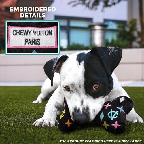 Haute Diggity Dog Chewy Vuiton Bones Plush Dog Toy Set, Designer Parody Toy
