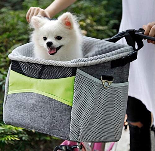FLR Bike Pet Carrier Front Bicycle Basket Bag Pet Dog Cat Carrier/Booster Backpack Cycling Bag with Padded Shoulder Strap for Small Animals Outdoor Travel Hiking
