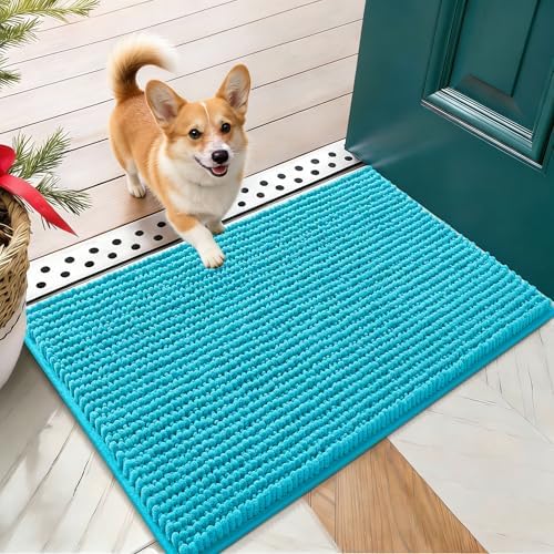 OLANLY Dog Door Mat for Muddy Paws 24x16, Extra Absorbent Chenille Mud Mat