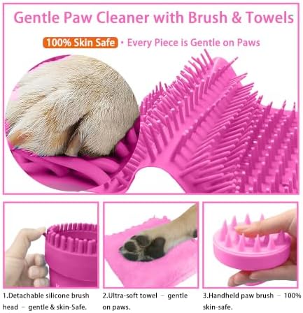 Dog Paw Cleaner Cup with Detachable Top Brush for Large & XL Dogs