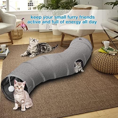 Ownpets S-Shape Cat Tunnel Toy 48"L x 10"D, for Cats, Puppies & Small Pets