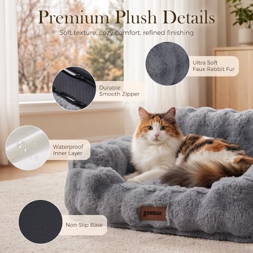ZOMISIA Orthopedic Cat Couch Bed for Indoor Cats, Removable Washable Cover
