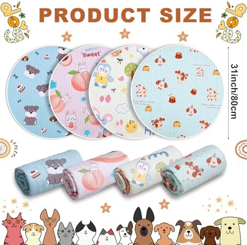 4 Pack Whelping Pads for Dogs, Round Whelping Pads Washable and Waterproof ,Reusable Pet Pee Pads Puppy Training Pad Whelping Floor Pad Whelping Supplies for Dogs (32”, Round,Multicolor)