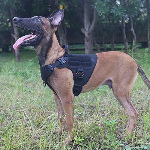 ICEFANG Tactical Dog Harness for X-Large Dogs,Full Metal Buckles Dog Vest