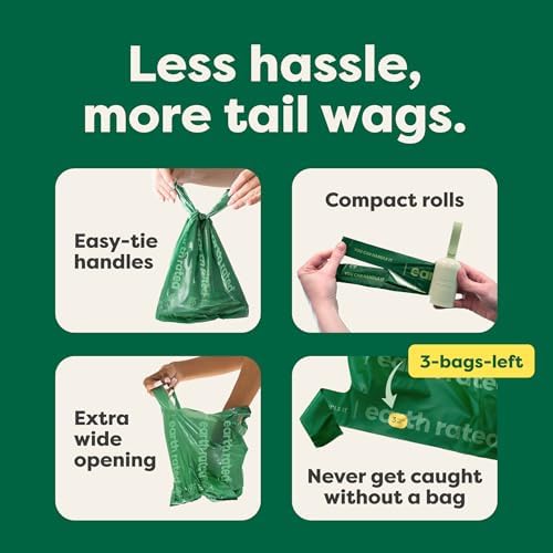 Earth Rated Dog Poop Bags for Dogs, 105 Easy Tie Handle Bags, Lavender