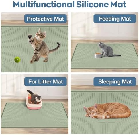 Lorvain Cat Litter Mats,45"x30" Extra Large Silicone Cat Mat for Litter Box