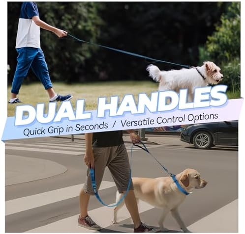 VIVAGLORY Double Handle Dog Leash Twingrip, 6ft x 1/2in, Navy