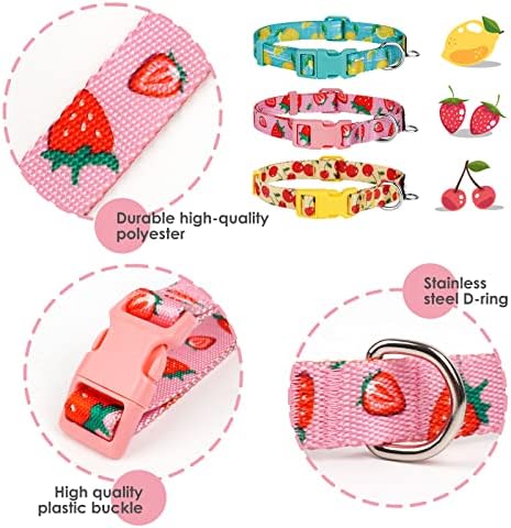 azuza 3 Pack Dog Collars, Soft Nylon Dog Collars for Large Dogs, Fruit, L