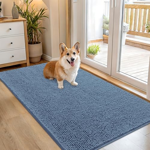 OLANLY Dog Door Mat for Muddy Paws 54x32, Super Absorbent Chenille Mud Mat