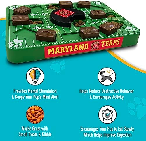 Pets First NCAA Maryland Terrapins Puzzle Toy, Puzzle Treat Dog Toy, Interactive Dog Treat Toy, Dog Puzzle Feeding Slow Toy