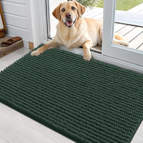 OLANLY Dog Door Mat for Muddy Paws 36x24, Extra Absorbent Chenille Mud Mat