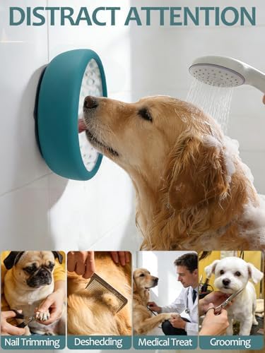 Dog Lick Bowl for Large Dogs, Lick Mat, Slow Feeder Lick Bowl with Brush and Scraper,Strong Suction, Freeze Licking Bowl for Anxiety Relief, Enrichment & Distraction, Dishwasher Safe 7.6 * 3.5 inch