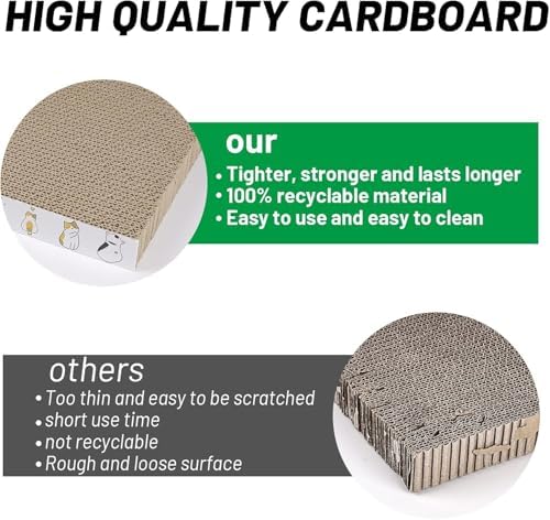 PatiencET Cardboard Cat Scratcher Pads, 6-Pack (3 Flat Double-Sided, 3 Wavy), Catnip Included, for Small and Medium Indoor Cats