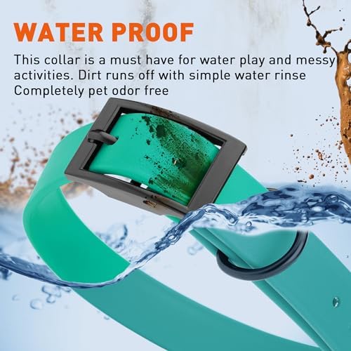 Dogline Biothane Waterproof Dog Collar Strong Coated Nylon Webbing with Black Hardware Odor- Proof for Easy Care Easy to Clean High Performance Fits Small Medium or Large Dogs, Teal