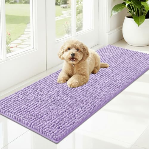 OLANLY Dog Door Mat for Muddy Paws 47x17, Extra Absorbent Chenille Mud Mat