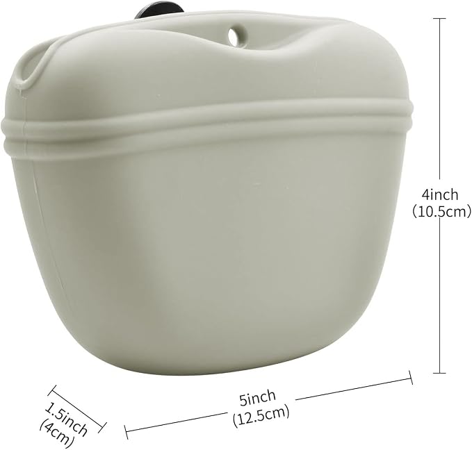 AUDWUD Silicone Dog Treat Pouch with Clicker Magnetic Closure Secure Clip | Upgraded clip keeps your treat pouch secure during training.Magnetic closure allows fast one hand access.Includes dog click