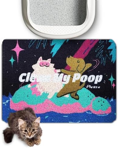 Lukamoo® Cute Cat Litter Mat (24’’x16’’), for Kitty Litter & Cat Litter Box, Independent Artist Designed (Island Waltz)