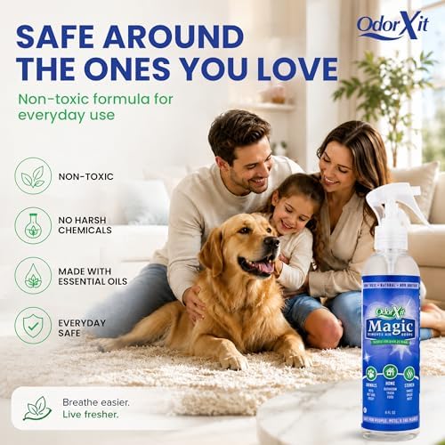 OdorXit Magic Air Odor Neutralizer Spray, Powerful Dog & Cat Urine Odor Neutralizer, Safe Air Refresher for Home, Safe Odor Absorber for Pet, Closet & Any Strong Odor Remover, 8oz
