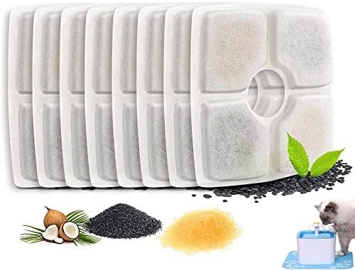 FASOON Cat Water Fountain Filter, Pet Fountain Filters, 8 Count, Removes Impurities, Resin Material