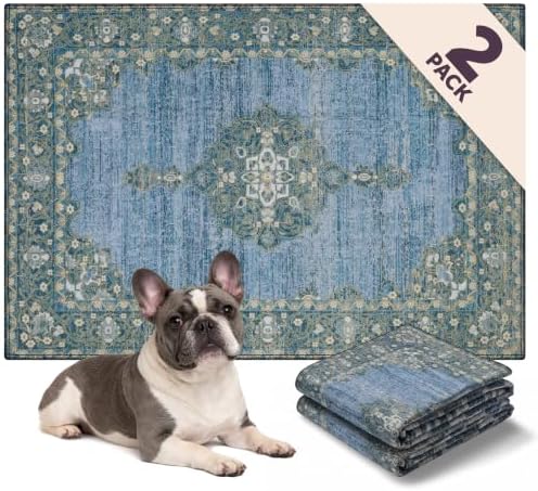Lovewag Reusable Washable Dog Pee Pads, Blue Hazel 28x41, 2 Pack