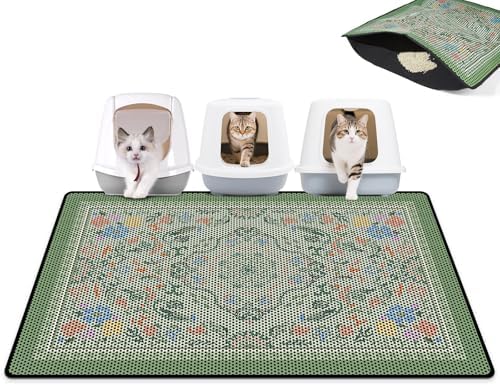 Cat Litter Mat 26.8"x46.5" Double Layer Waterproof Litter Box Mat Washable Litter Trapping Mat
